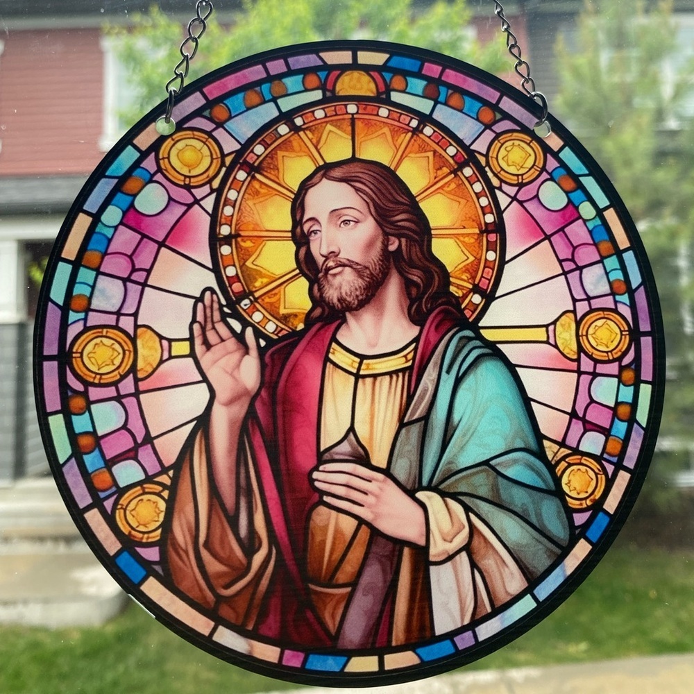 Religious depiction of Jesus Christ. Hanging acrylic suncatc…